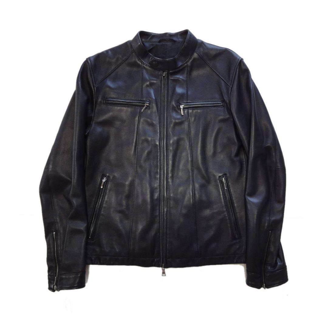 【美品】 BURBERRY BLACK LABEL 羊革レザー ライダースJKT