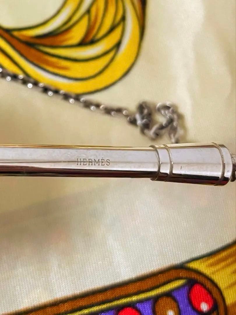 【HERMÈS】エルメス　ボールペン　チェーン付き　シルバー 925 美品　レア
