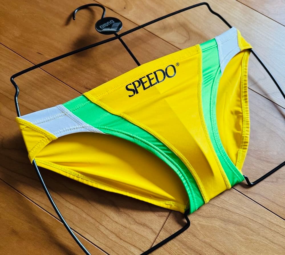 【美品】SPEEDO RQ632 イエロー×グリーン ライフセーバー 競パン