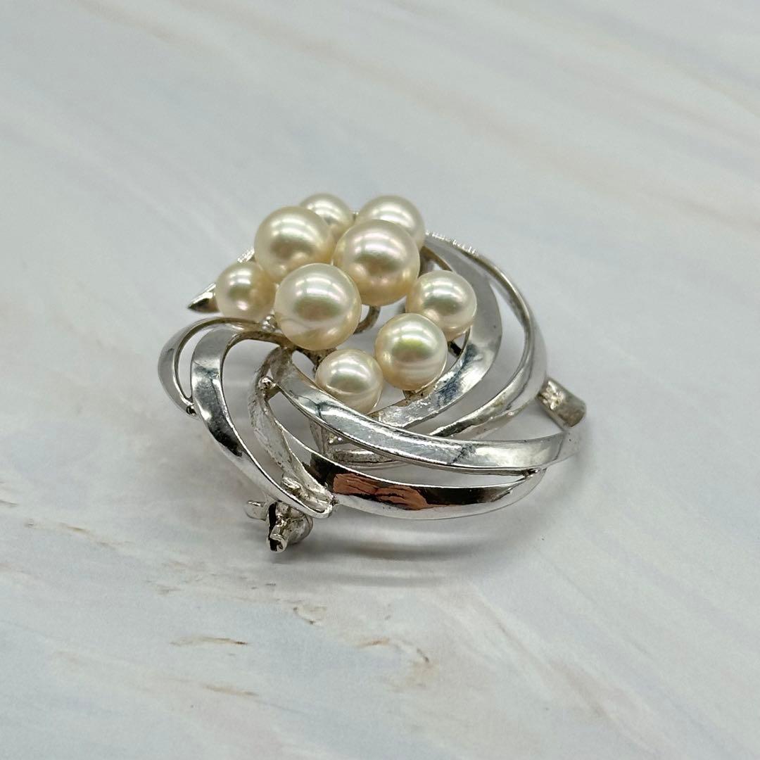 TASAKI 田崎真珠 ブローチ 9粒パール シルバー