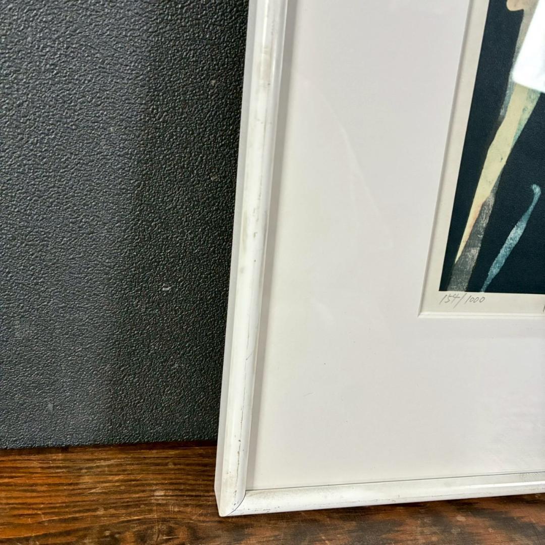 篠田桃紅「月読み」リトグラフ 直筆サイン入り 額縁入り 墨描抽象画家 現代アート