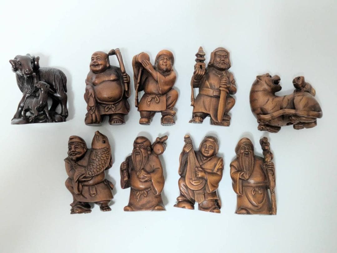 【9点まとめ売り】 根付 七福神 動物 光玉 銘有り 美術品 コレクション
