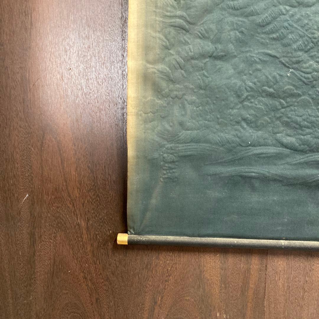 掛け軸 タペストリー 壁掛け 虎図 トラ 竹林 松 波 三日月 月 和室 和風