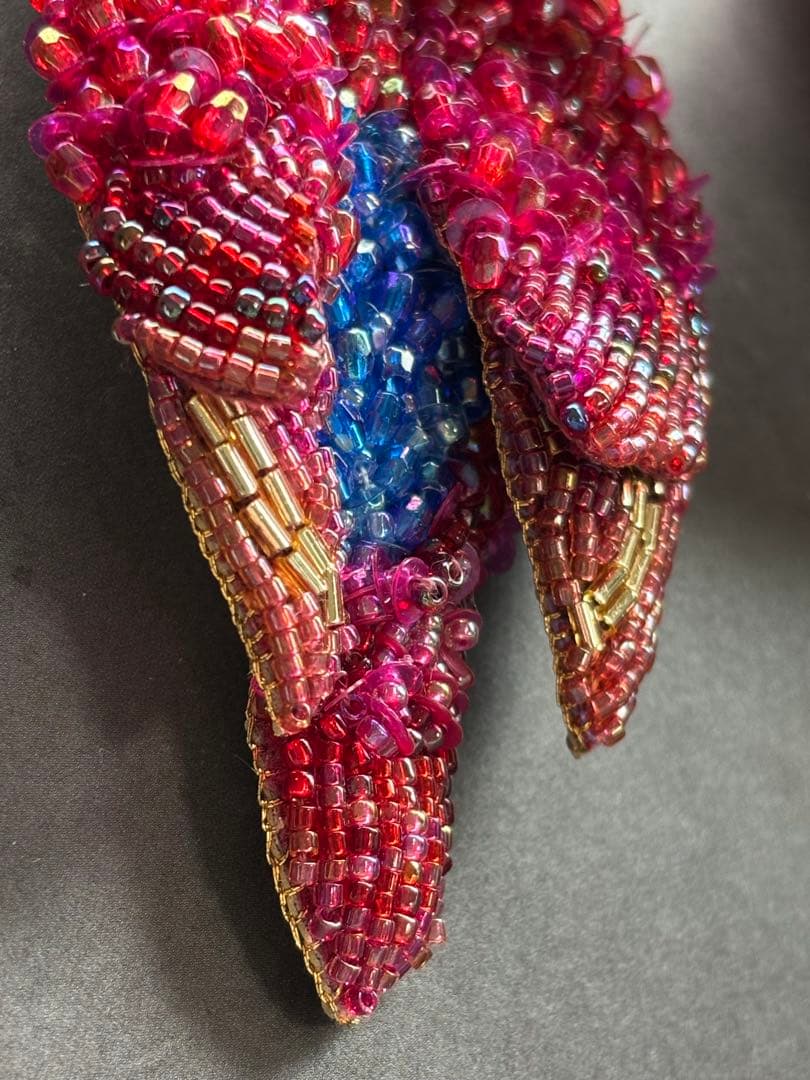 【リュウキュウアカショウビン】ビーズ刺繍ブローチバッグチャーム