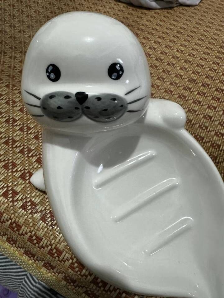 アザラシ ソープディッシュ 陶器製