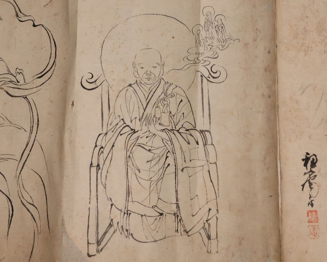 【模写】日本画 穂庵先生 人物花鳥 紙本 巻物 捲り デッサン 美人 MA852