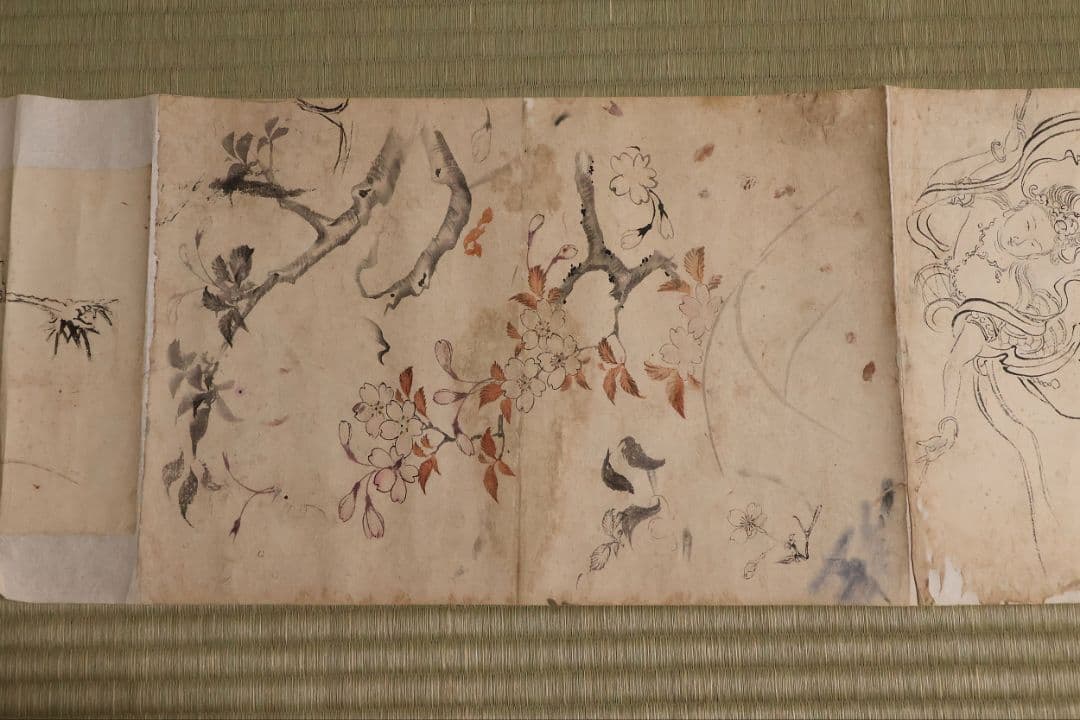 【模写】日本画 穂庵先生 人物花鳥 紙本 巻物 捲り デッサン 美人 MA852