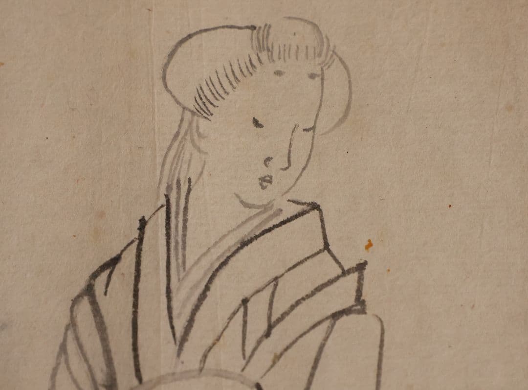 【模写】日本画 穂庵先生 人物花鳥 紙本 巻物 捲り デッサン 美人 MA852