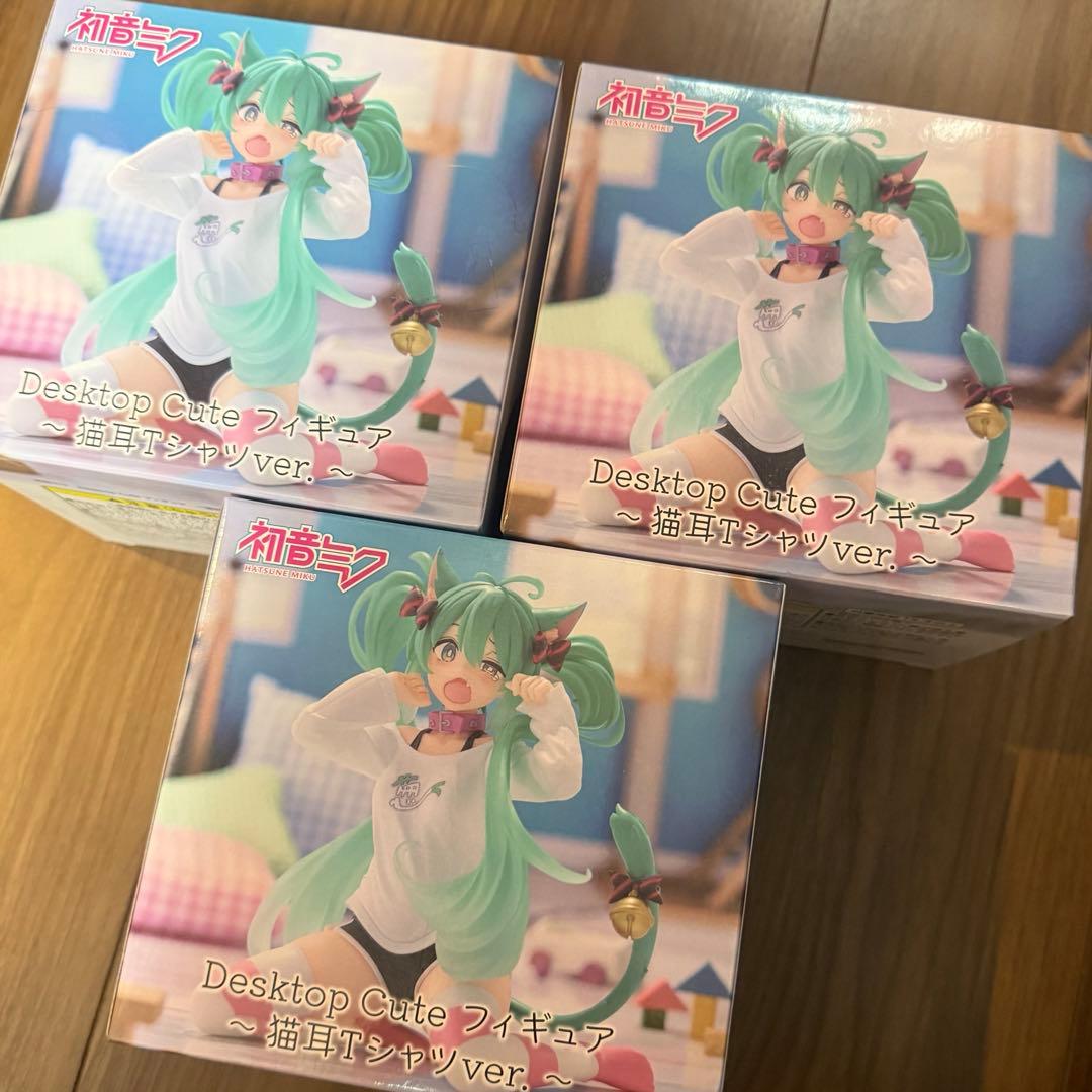 Desktop Cute フィギュア 初音ミク 猫耳Tシャツver. 3個セット