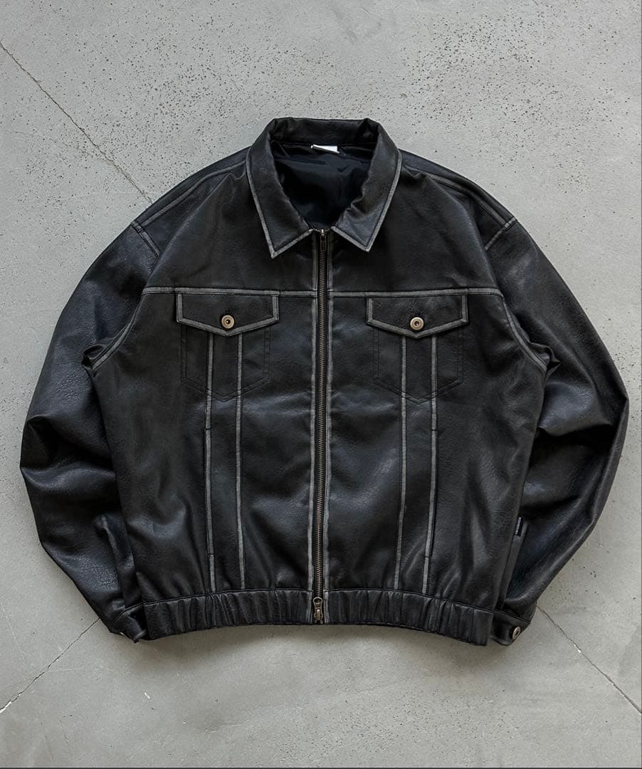 WISH FOR EVER アーティフィシャルダブルジップショートジャケット