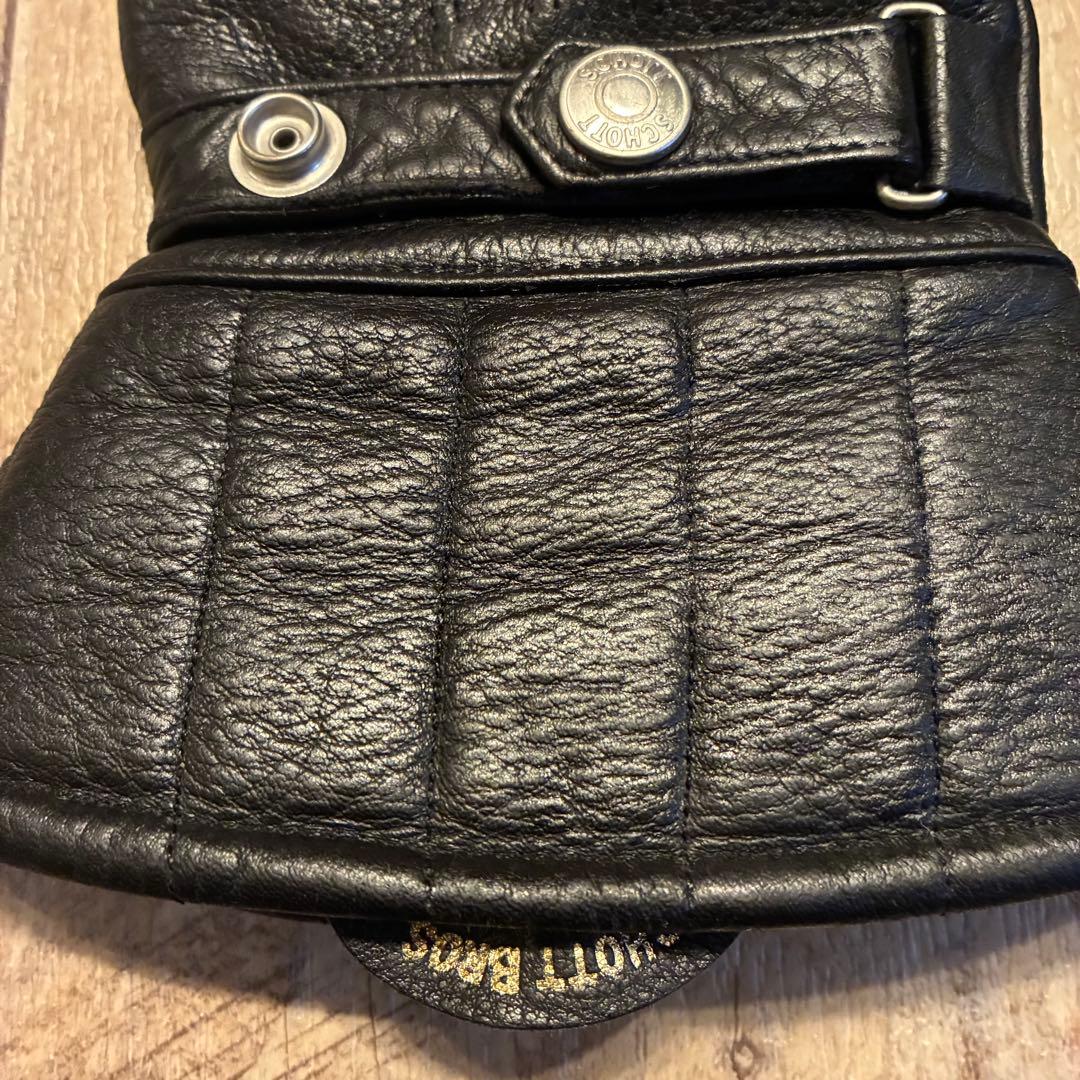 【極暖】SCHOTT ボア レザー グローブ Lサイズ ブラック ガントレット