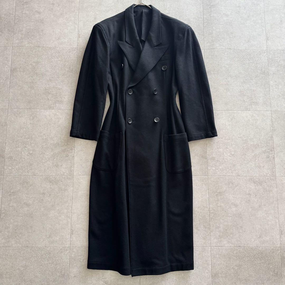 ワイズ　ロングコート　チェスターコート　黒　ブラック　ダブル　ウール　L