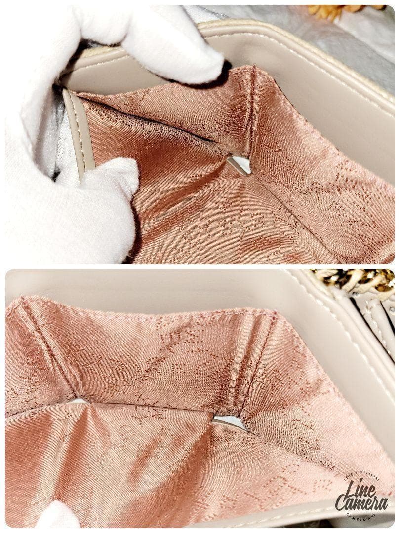 【美品】ステラマッカートニー 三つ折財布　ファラベラ　ベージュ　チェーンふちどり