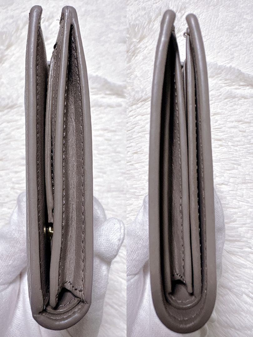 ♡美品♡セリーヌ 二つ折り財布 ミディアム ストラップ ウォレット ロゴ グレー