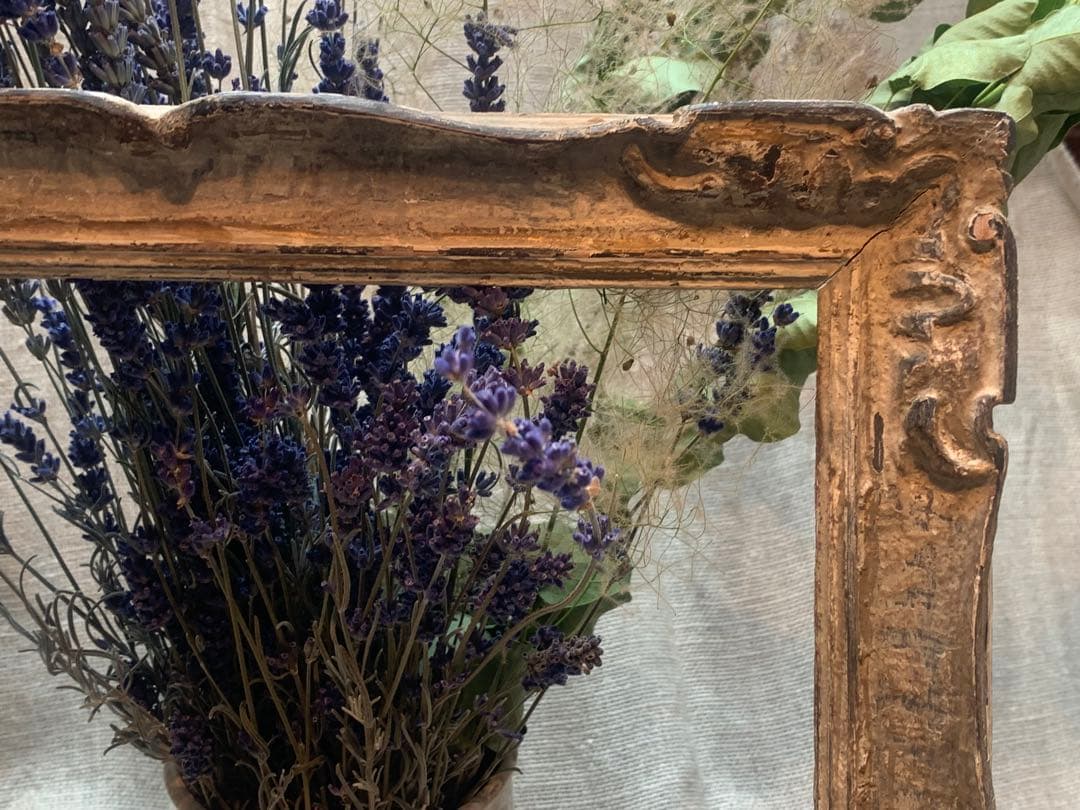 フランス 大型 アンティークフレーム 木彫 額縁 43x34cm