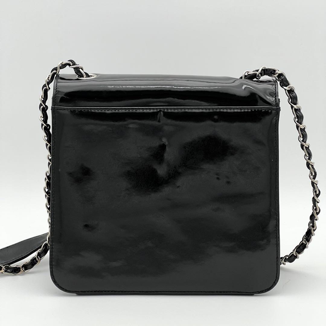 CHANEL シャネル パテント チェーンショルダーバッグ ブラック 斜め掛け