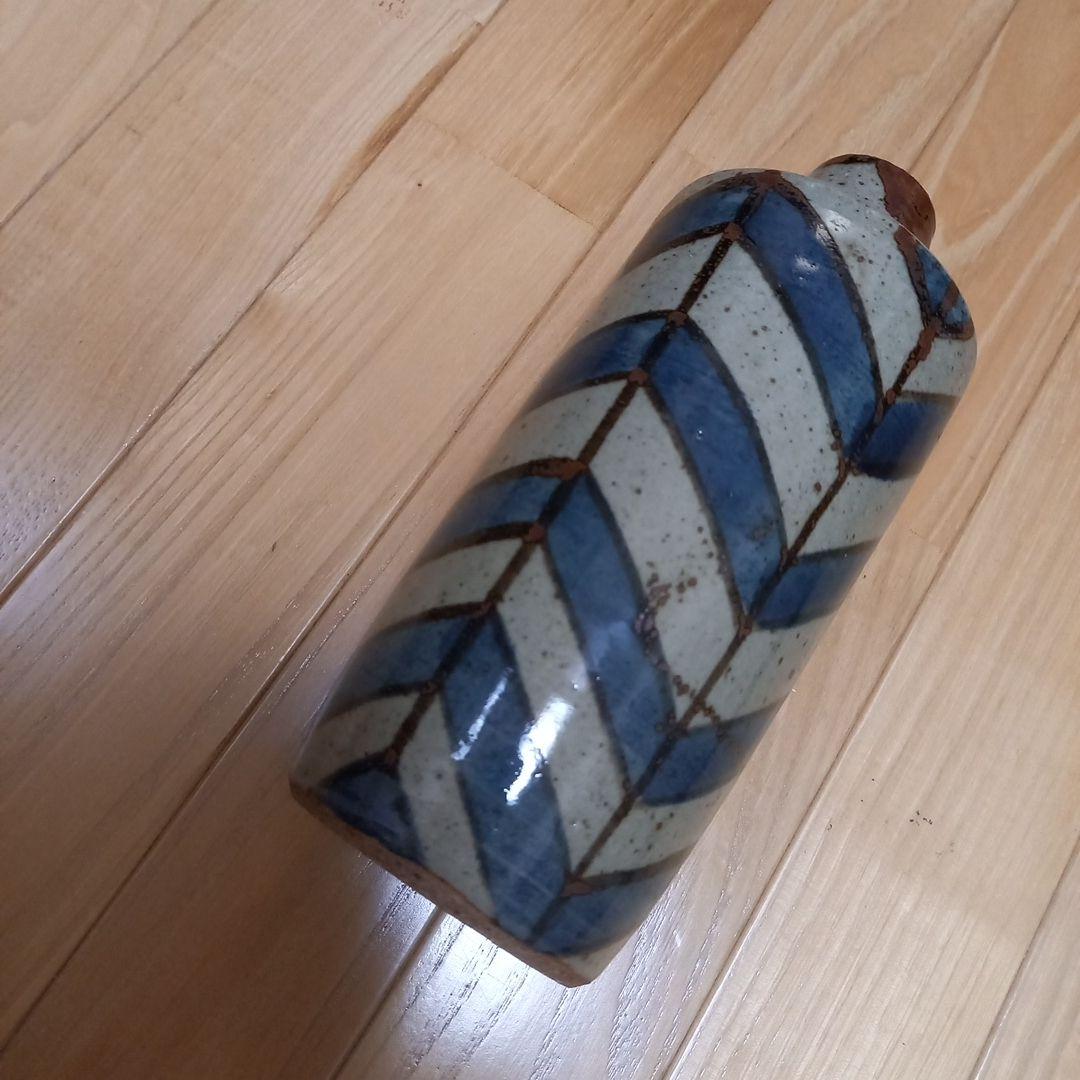 萩焼耳付き花瓶　煌雪窯　清水啓功　共箱付属　陶歴付属➕益子系統？の花瓶付属