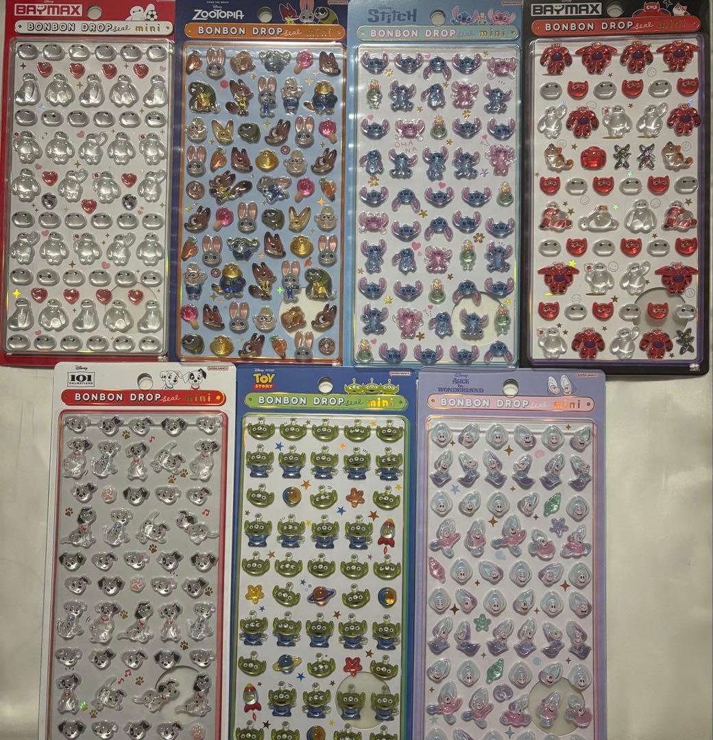 正規品 ディズニー ボンボンドロップシール mini 7種セット ボンドロ