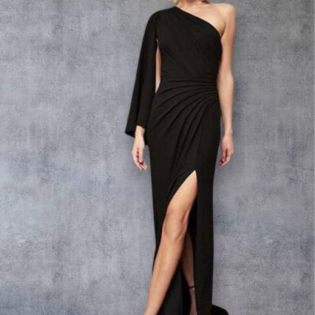 未使用✨ タダシショージ ワンショルダースリットロングドレス　ワンピース　黒