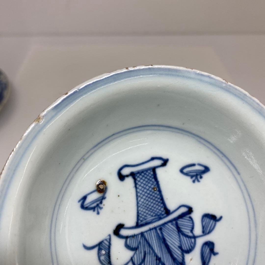 専用　中国明時代　古染付中皿鉢3点　東Y7-0204☆2Fトコオ