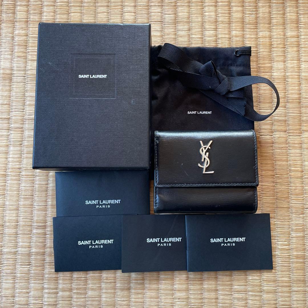 【値下げ交渉可】サンローラン　三つ折り財布　カランドラ　ブラック