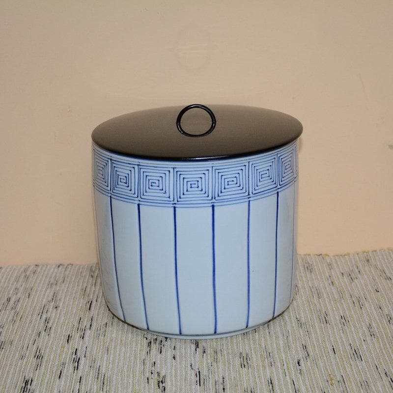 茶道具　水指　染付桶川水指　手塚祥堂　共箱　中古品　送料込み