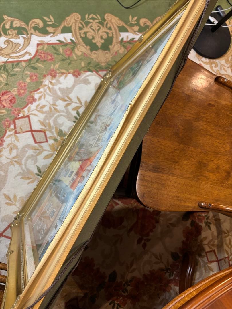 アンティーク絵画　パリの街並み　油彩画