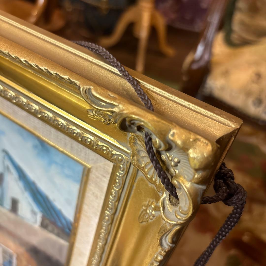 アンティーク絵画　パリの街並み　油彩画