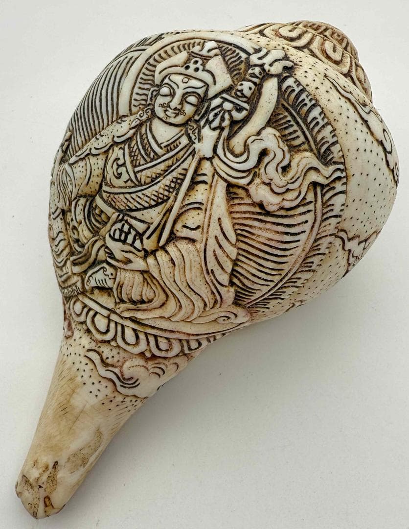 ◆チベット密教法具　法螺貝（シャンカ）パドマサンババ(グル・リンポチェ)-3