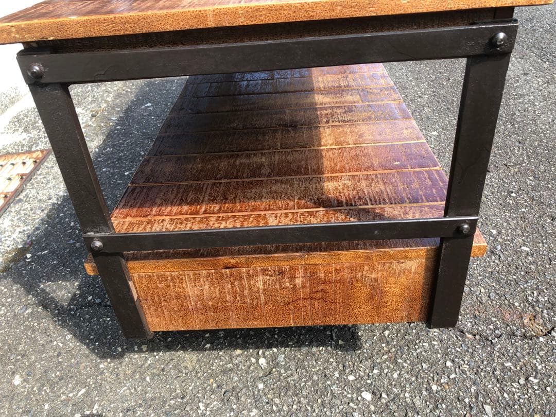 ジャーナルスタンダードファニチャー　木製二段シェルフ 車輪付き 120cm