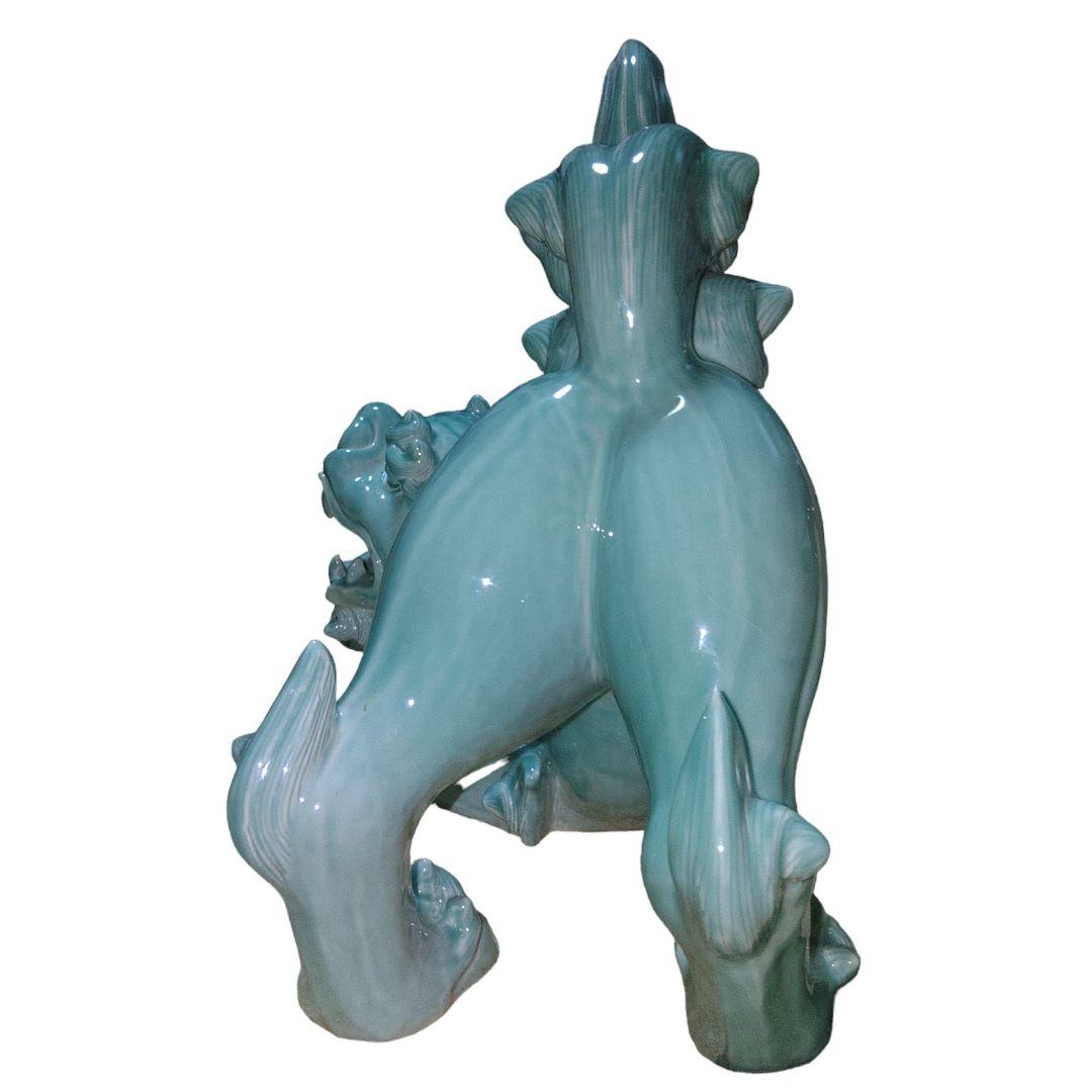 鍋島青磁　特大獅子　置物