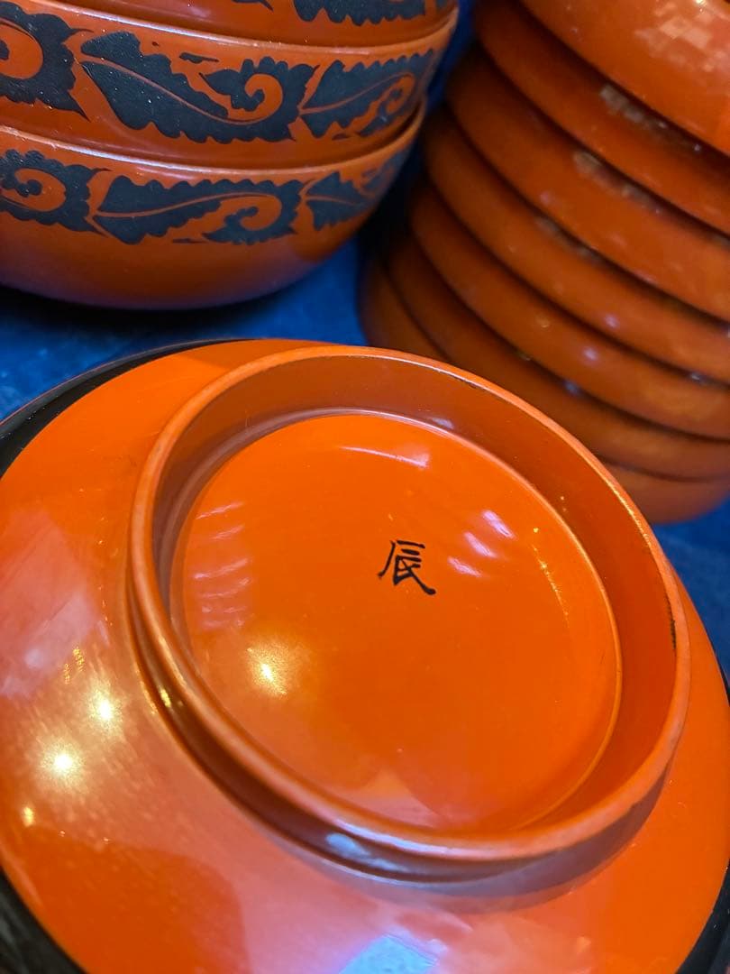 漆器　朱塗　吸物椀　煮物椀　10客　傷無し　木製