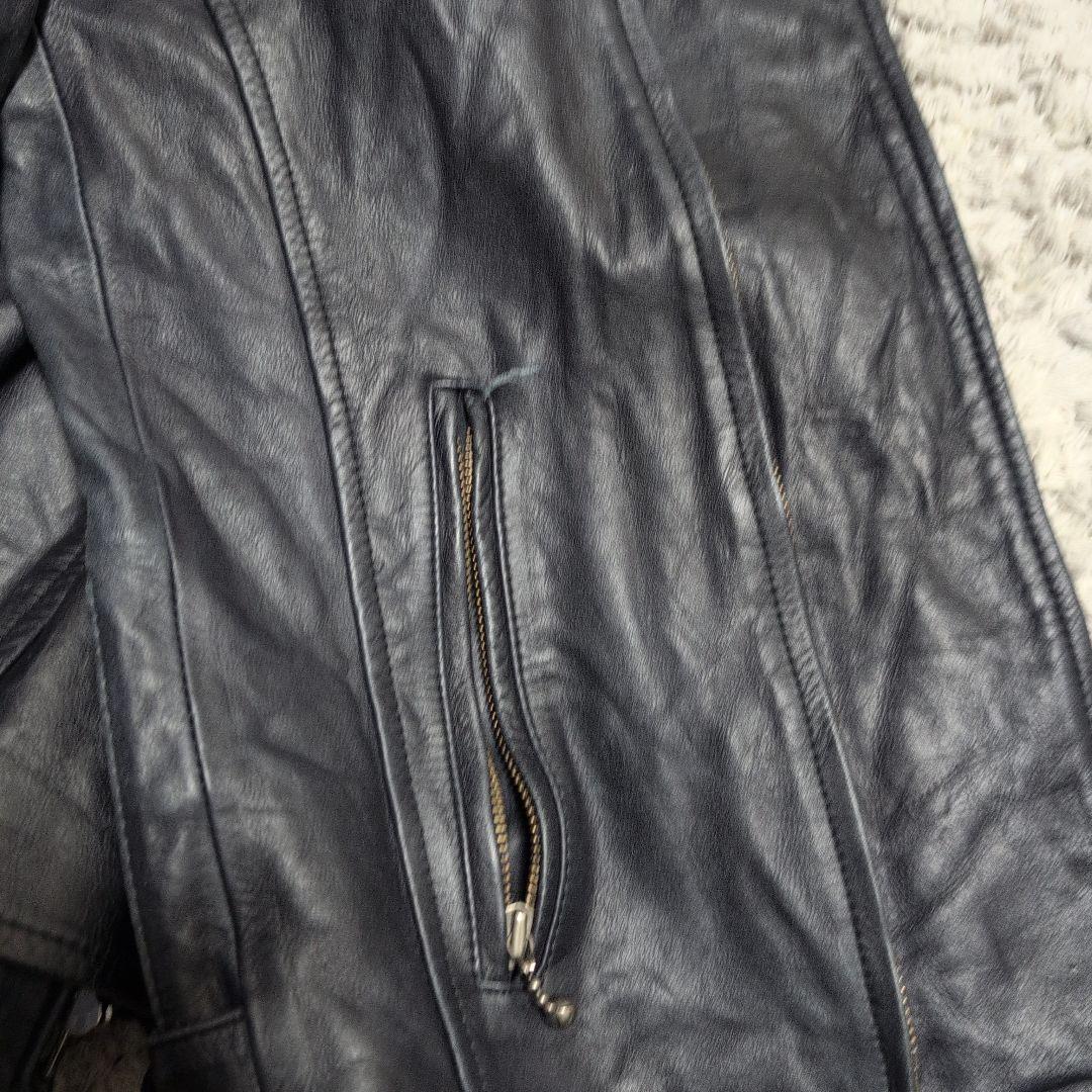 定価6万 エゴトリッピング レザー フード ライダース 黒 46