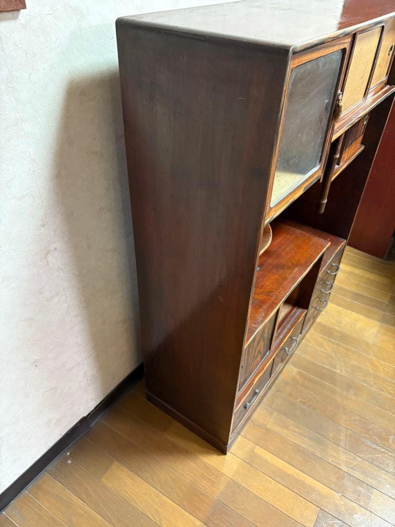 昭和レトロ 木製　アンティーク　箪笥 引き戸　古家具　和家具