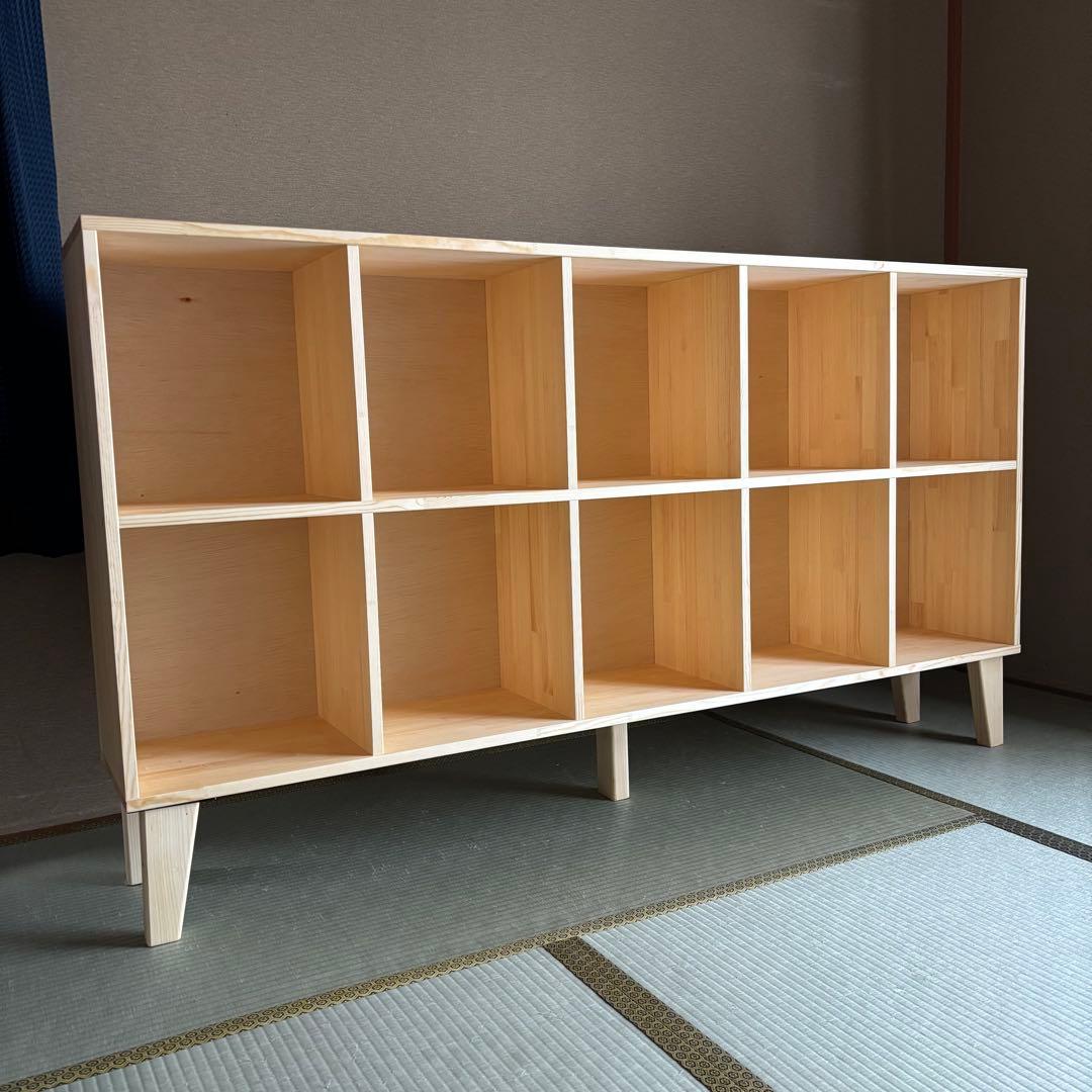 ハンドメイド　脚付き格子本棚・ラック　オーダー受け付けます。