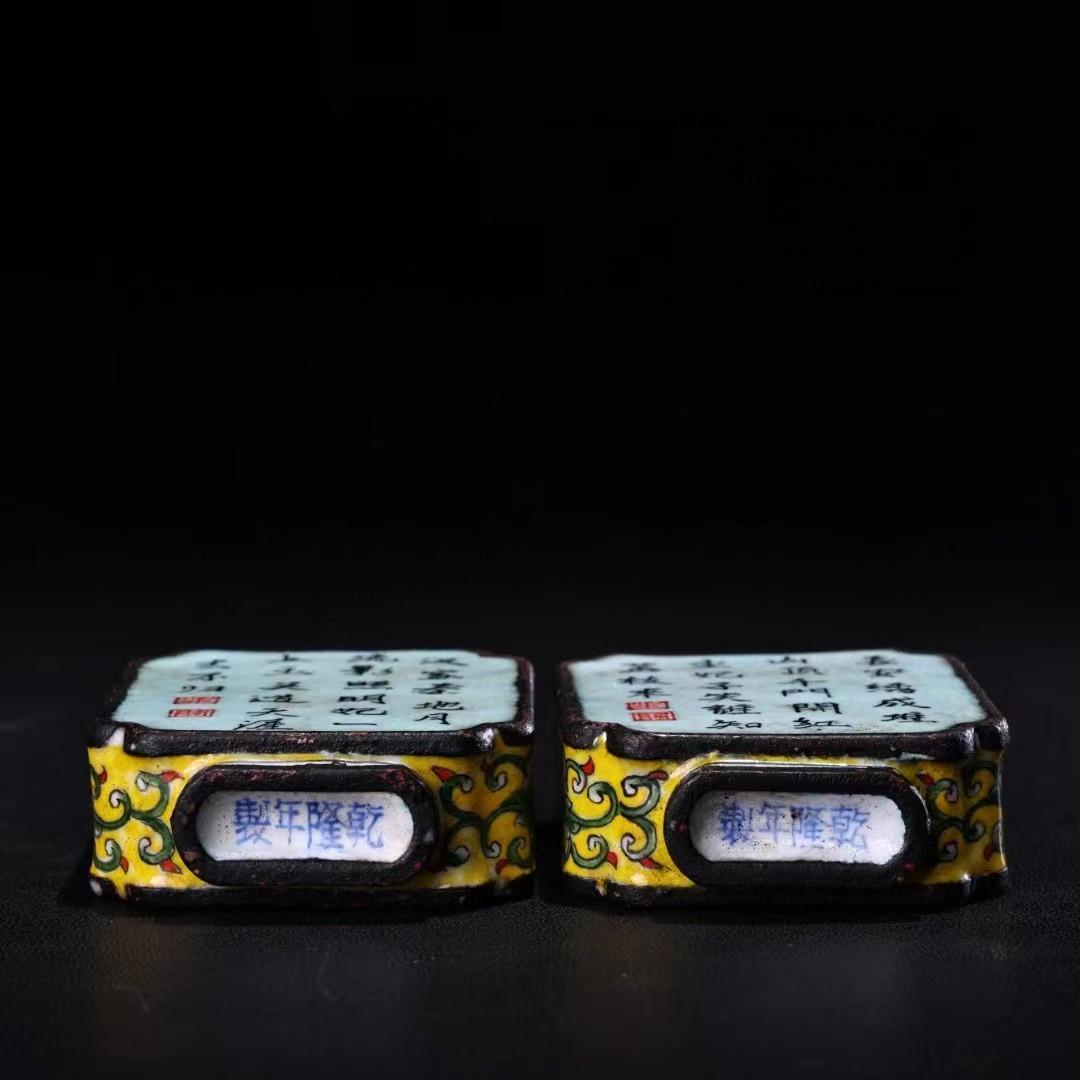 中国古美術・旧藏純銅製景泰藍四大美女の鼻煙壺・純手描き・七宝烧 ・純銅製・置物