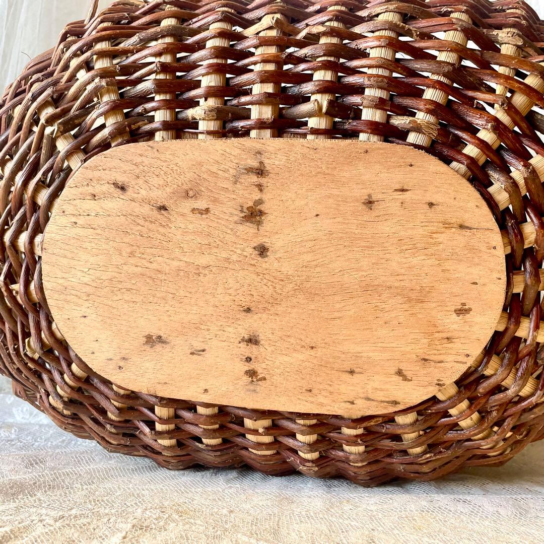 アンティークパニエ　ハンドル付き籠　フランスアンティーク　かごカゴ　赤ずきん