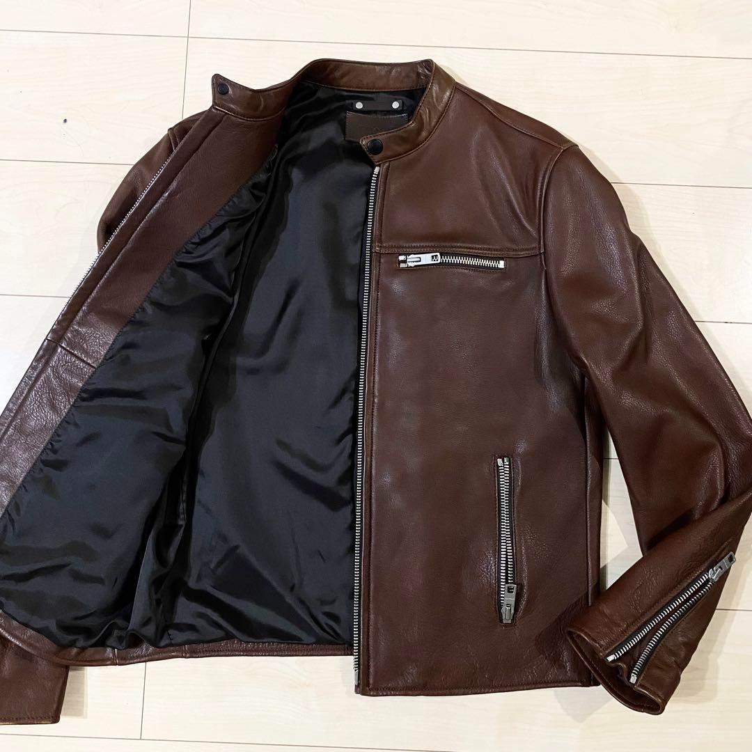 coach コーチ　牛革　レザージャケット　シングルライダース　ブラウン　S