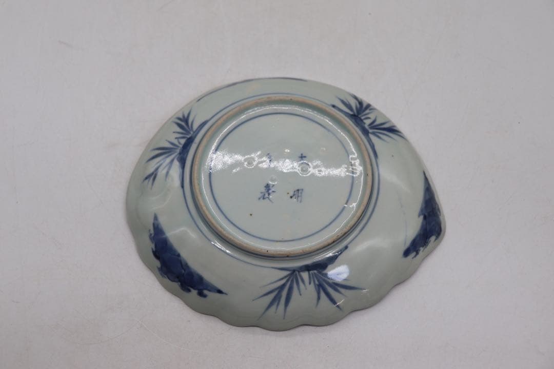 江戸　伊万里色絵　あわび型盛皿　大明年製銘　アンティーク　送料込み251010