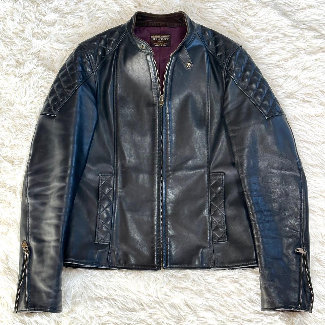 極美品 MR.OLIVE シングルライダースジャケット 馬革 ブラック M