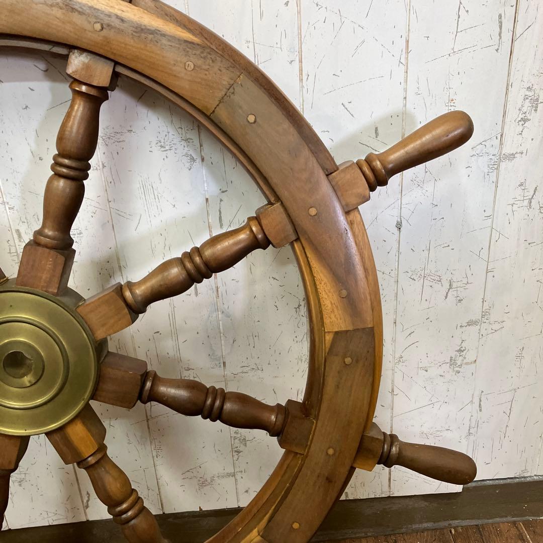 A-壁 木製 船の舵輪 8本ハンドル マリンインテリア 操舵輪 ラット ハンドル