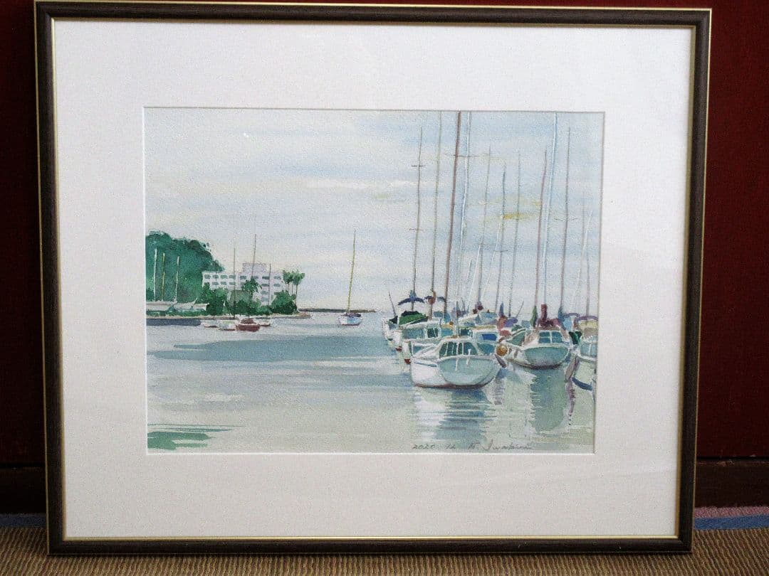 水彩画「ヨットハーバー」
