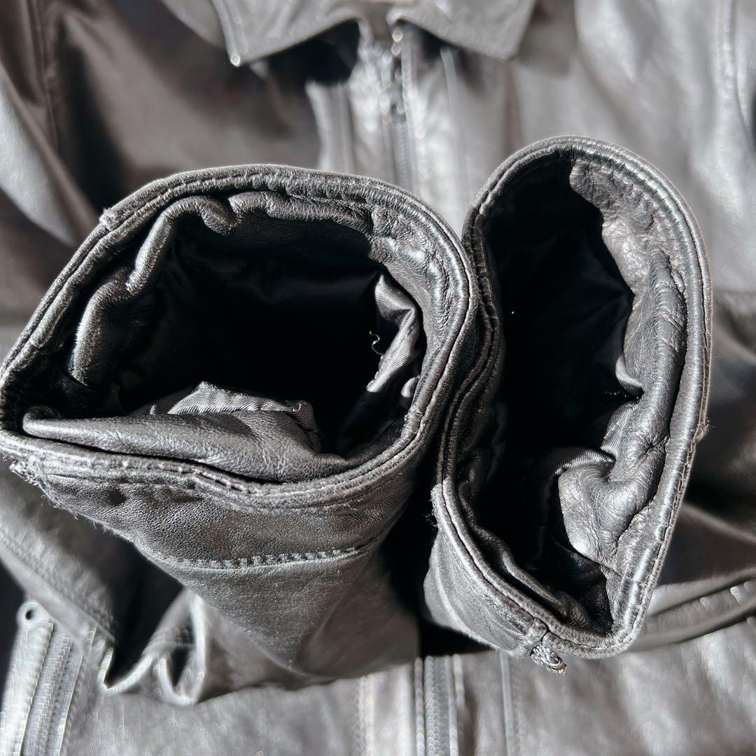 美品✨　ナノユニバース 羊革 ライダース ジャケット 黒 中綿 キルティング L