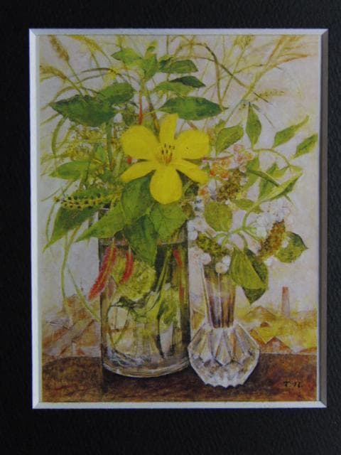中谷泰、『ガラス器と花』、希少な画集より、新品高級額・額装付