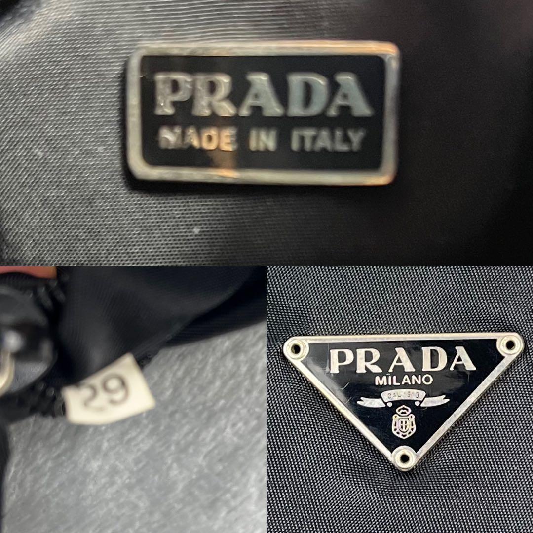 美品✨ Prada プラダ アクセサリーポーチ ブラック 黒 ナイロン 三角ロゴ