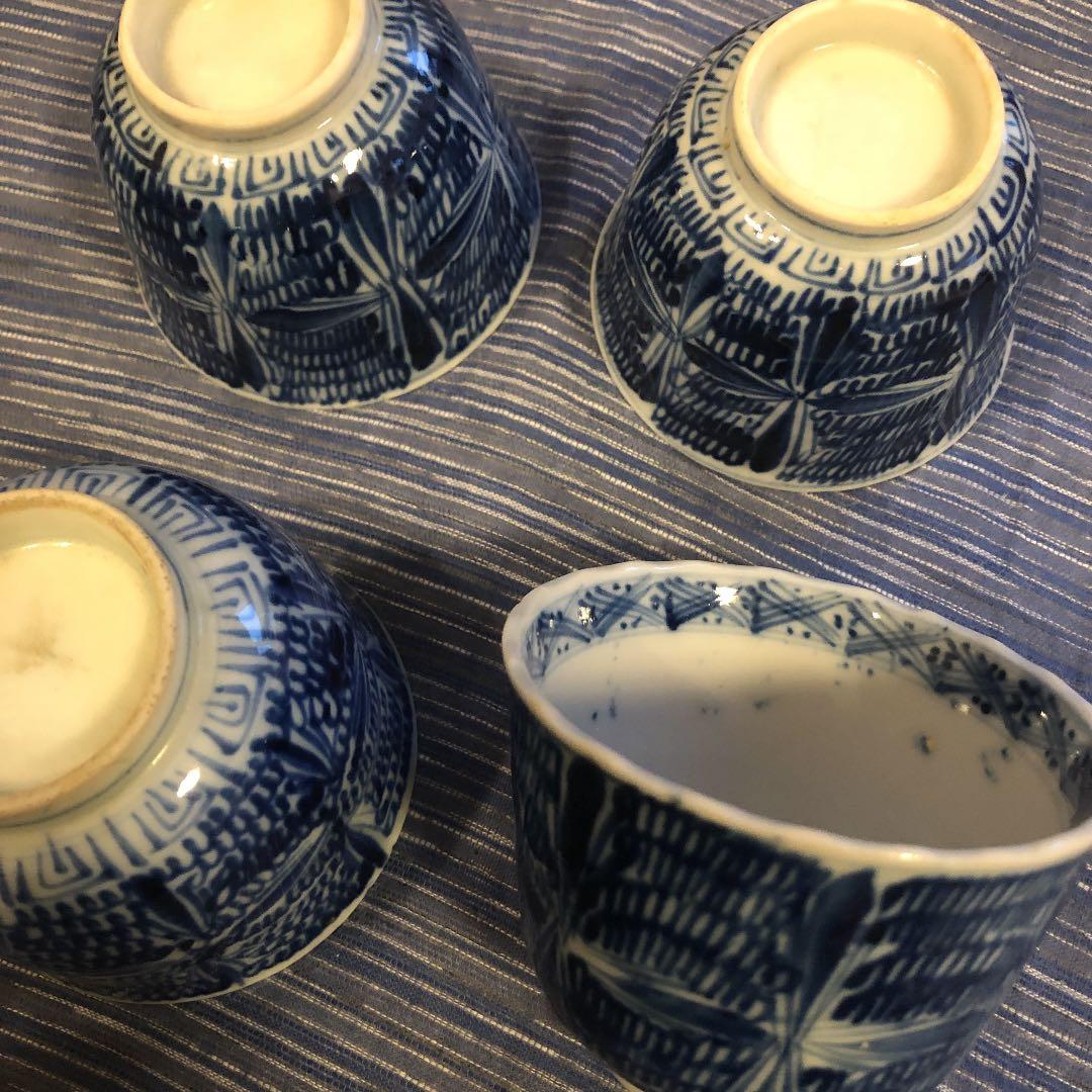 明治そば猪口手書き染め付けセット