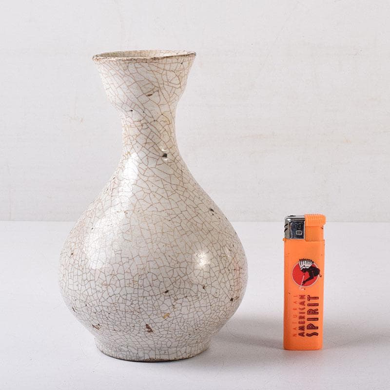 中国　哥窯　白磁　金糸鉄線　氷裂文　碗口瓶　時代箱　M　R8777