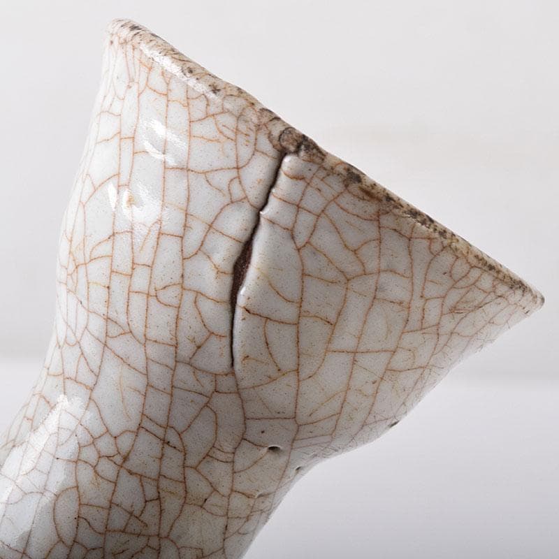 中国　哥窯　白磁　金糸鉄線　氷裂文　碗口瓶　時代箱　M　R8777