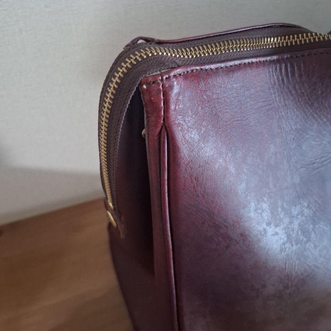 【本革】　旅行鞄　バッグ　ヴィンテージ　ワインレッド