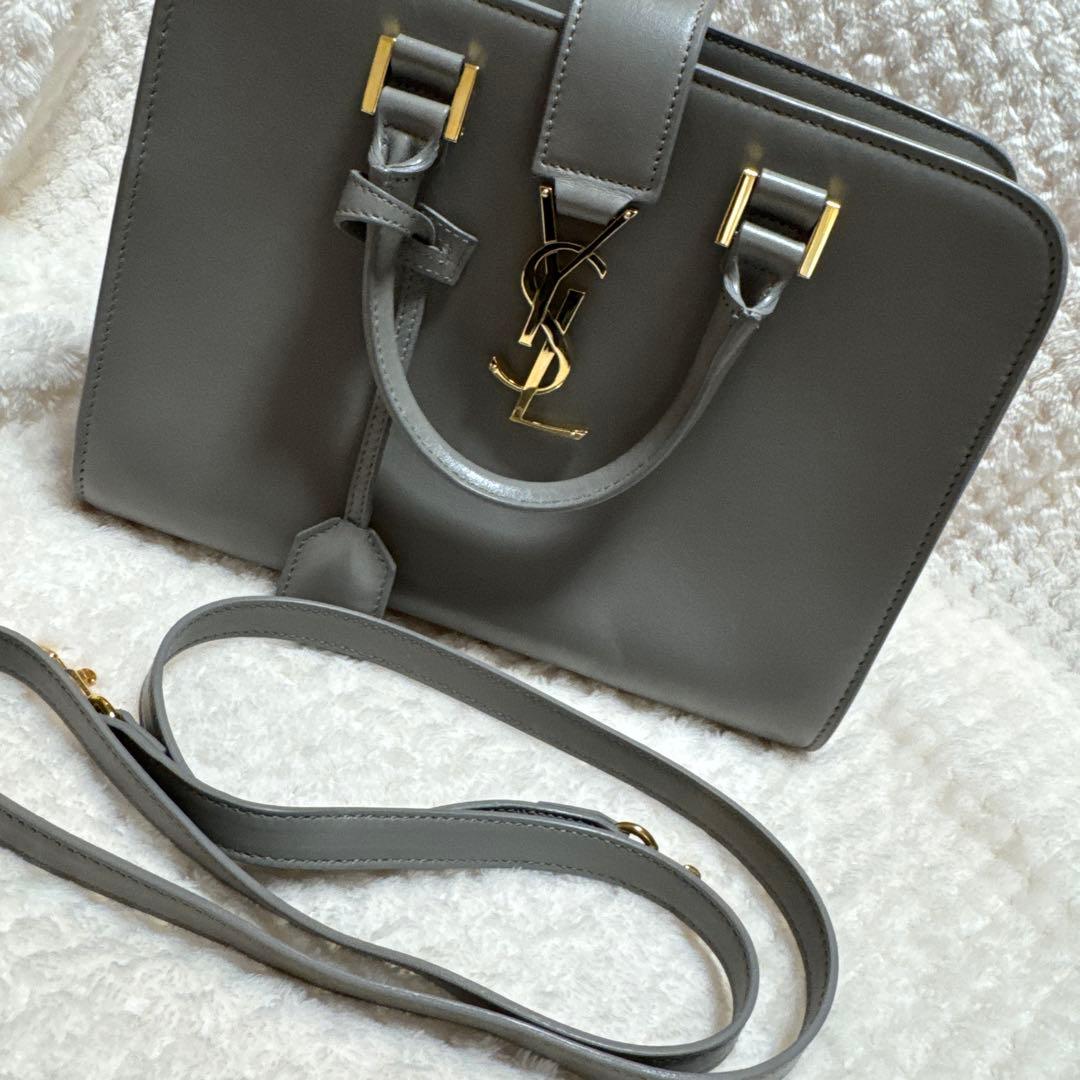 YSL グレー レザートートバッグ